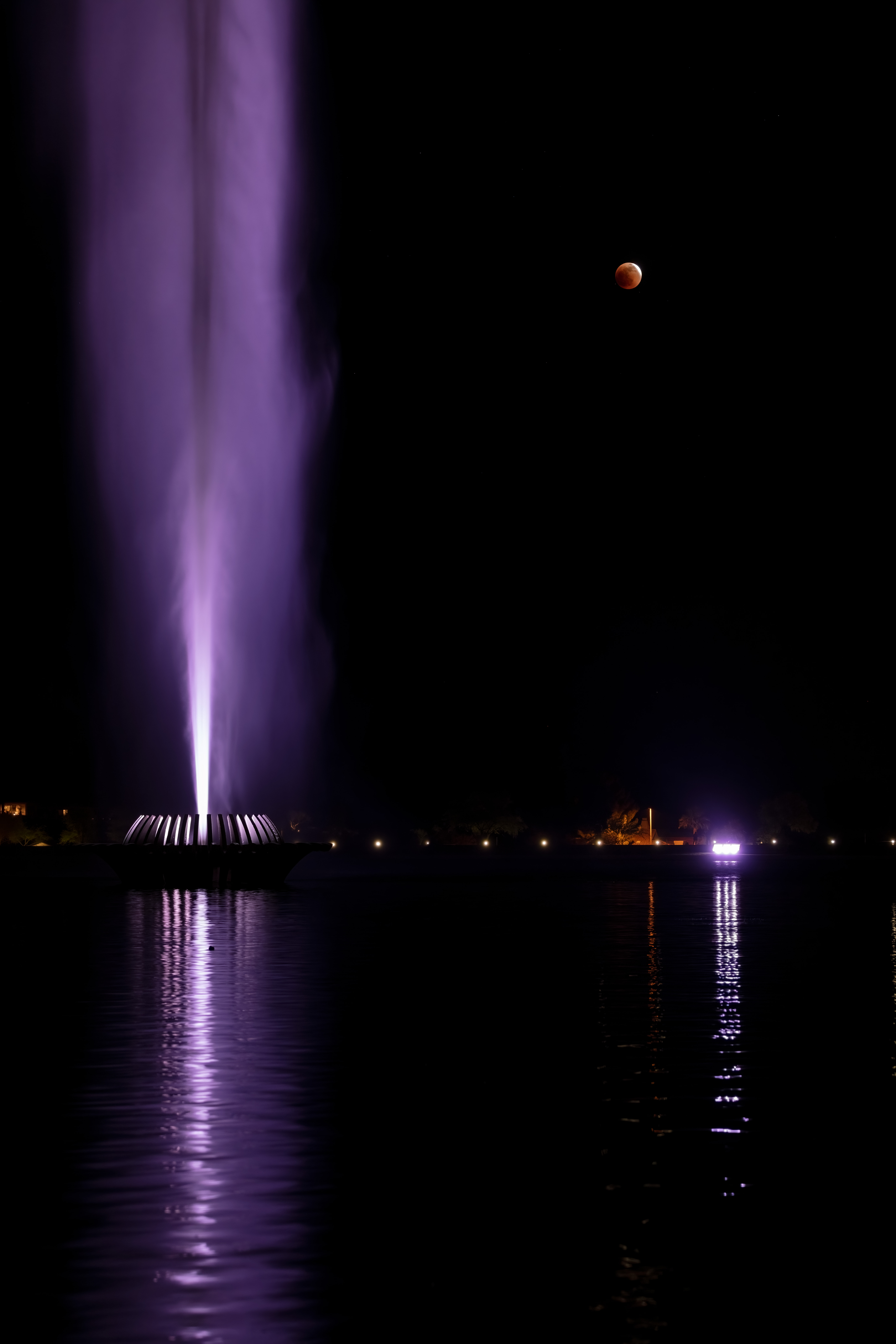 Fountain and Lunar Eclipse